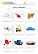 Nomen unter Abbildungen schreiben - Fahrzeuge Nomen unter Abbildungen schreiben - Fahrzeuge